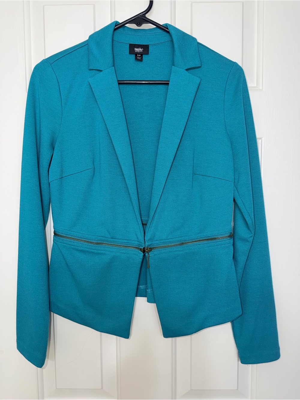 Mossimo Supply Co. Teal Zip-Peplum Blazer